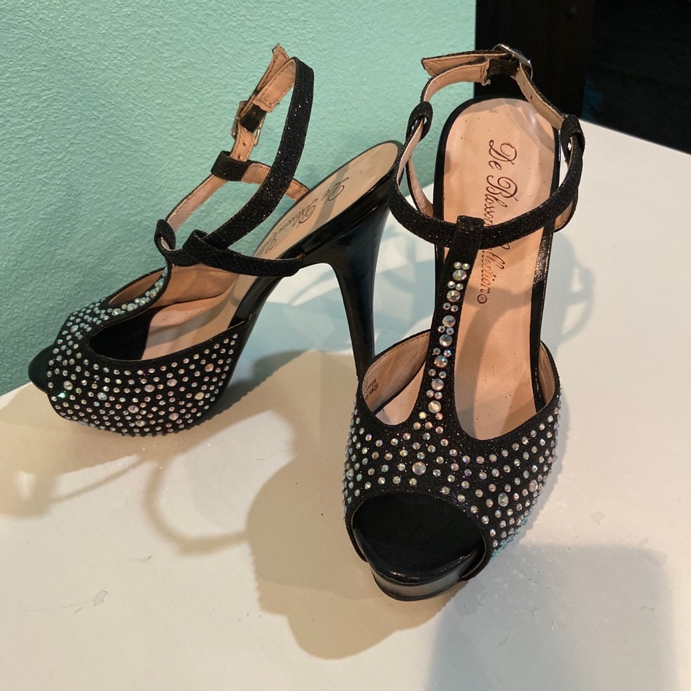 Black Rhinestone heels